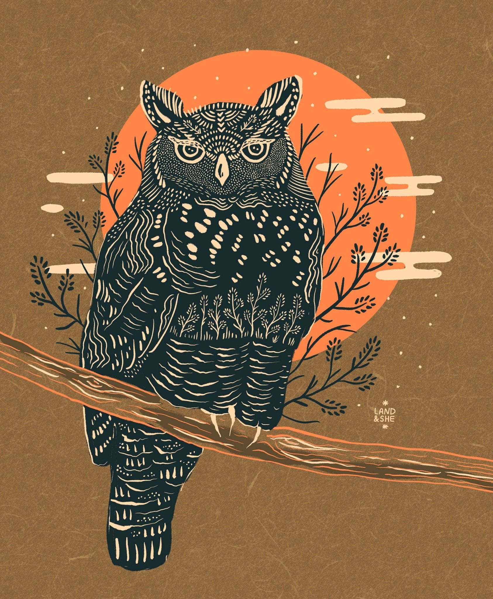 Great Horned Owl | Art Print - Spiral Circle