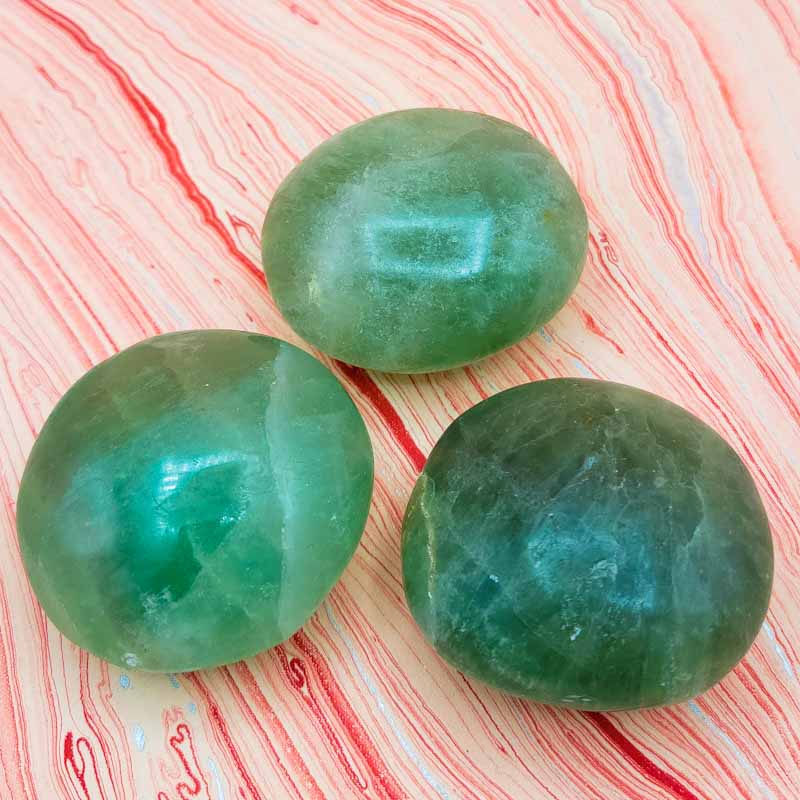 Green Fluorite | Palm Stone - Spiral Circle