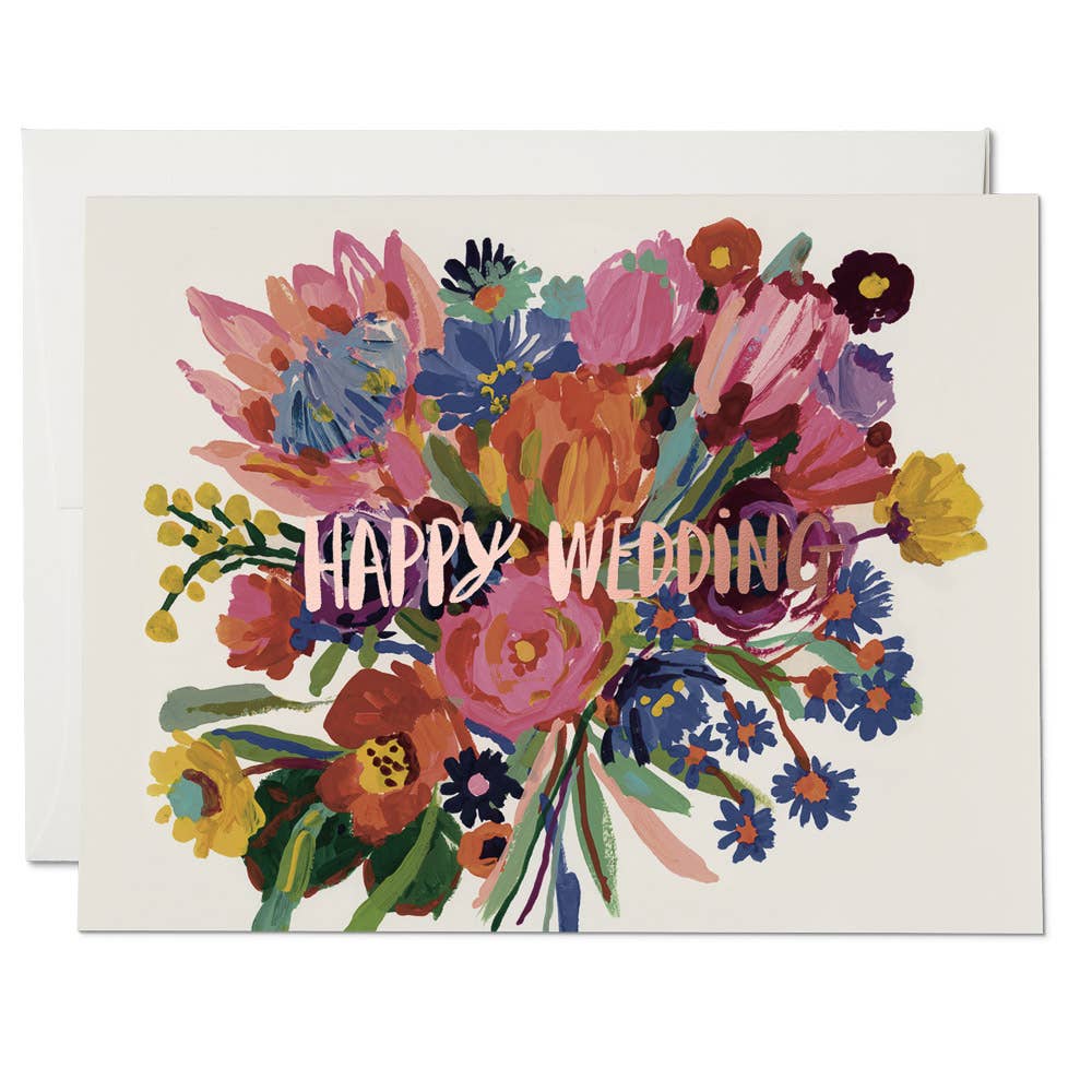 Happy Wedding Flowers Wedding Greeting Card - Spiral Circle