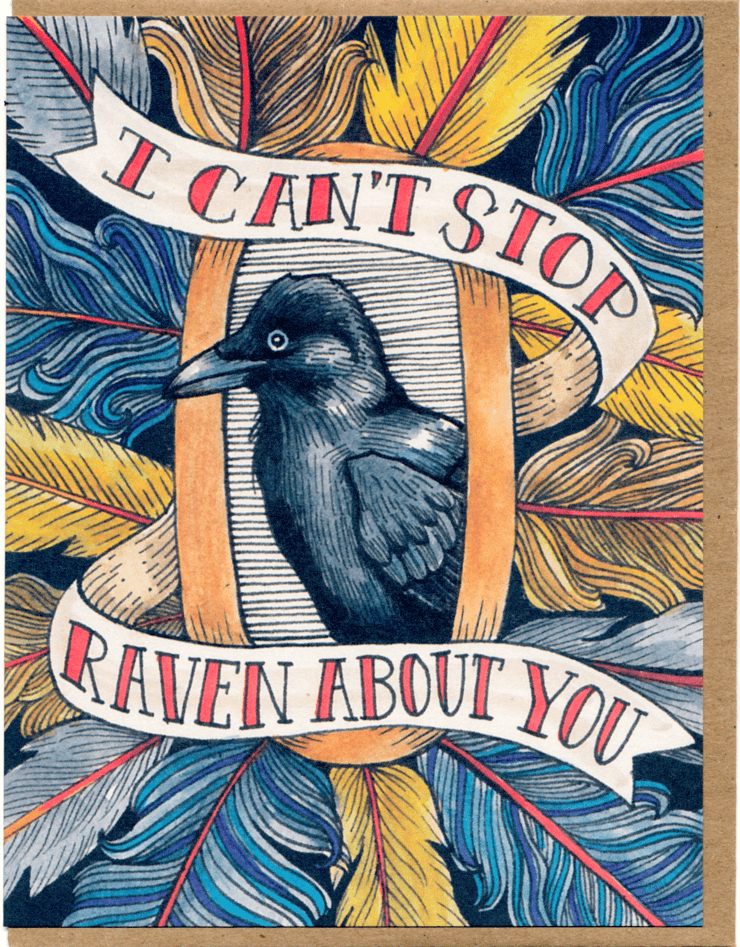 I Can't Stop Raven About You Card - Spiral Circle