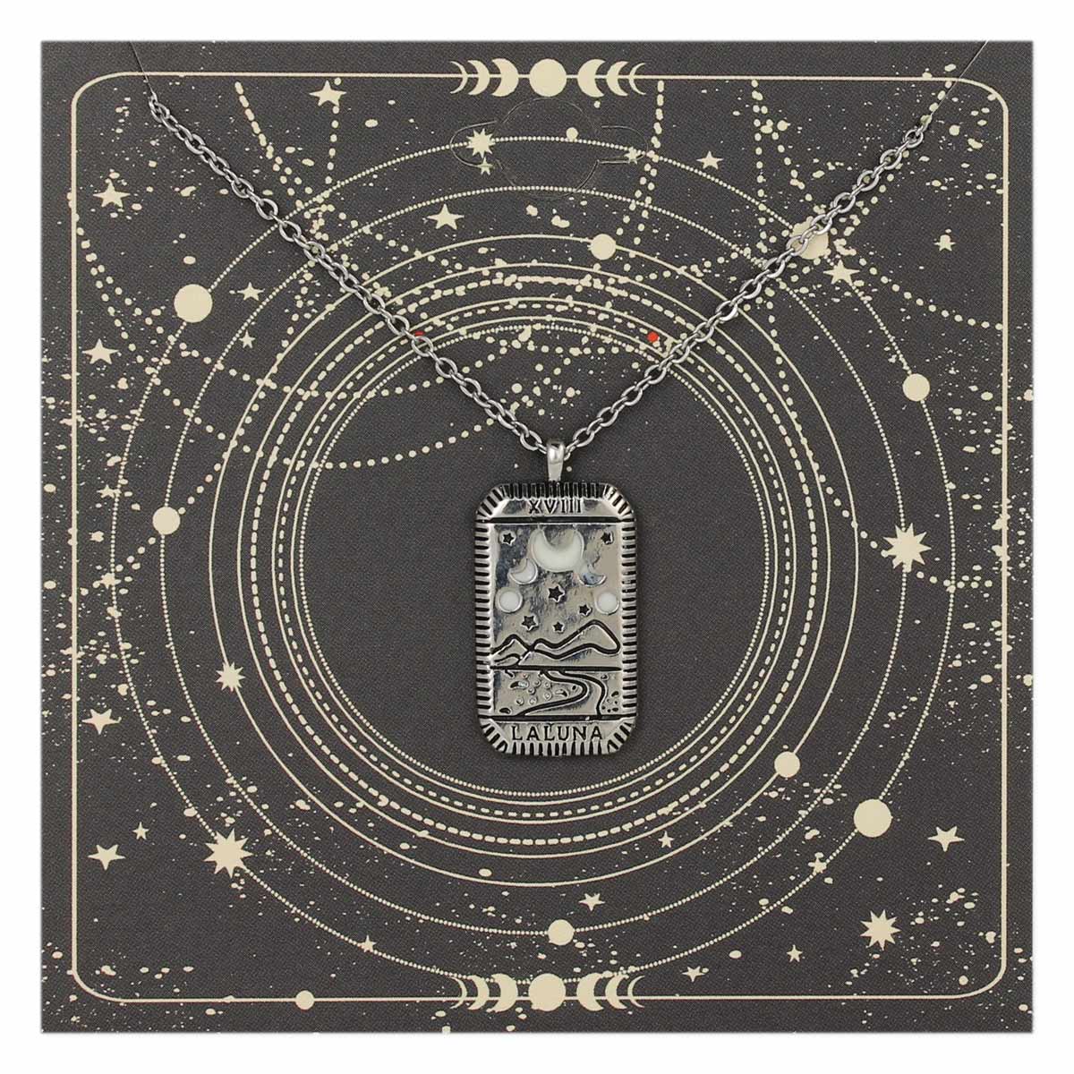 La Luna Moon Tarot Card Necklace - Spiral Circle