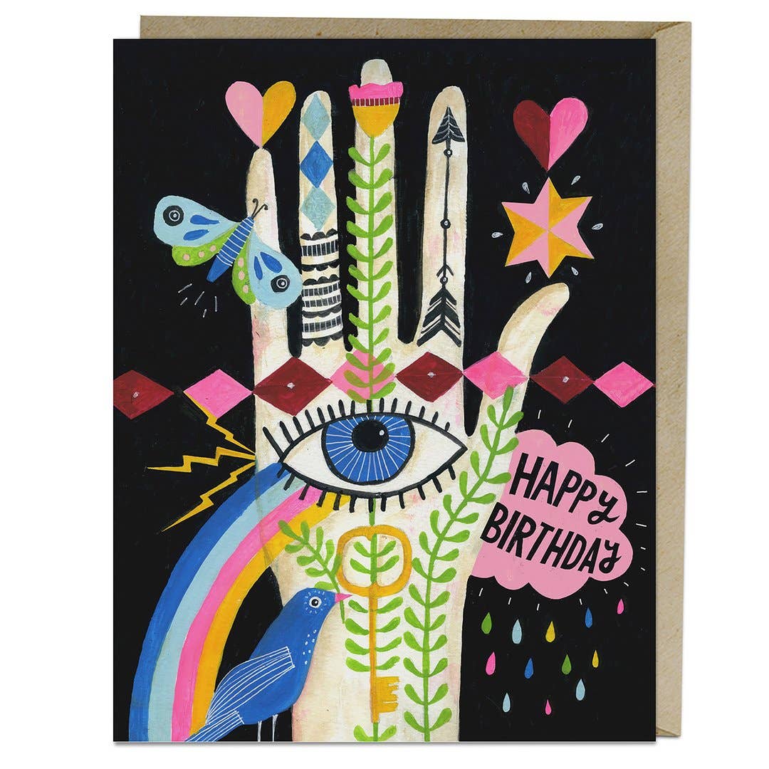 Lisa Congdon Rainbow Hand Birthday Card - Spiral Circle