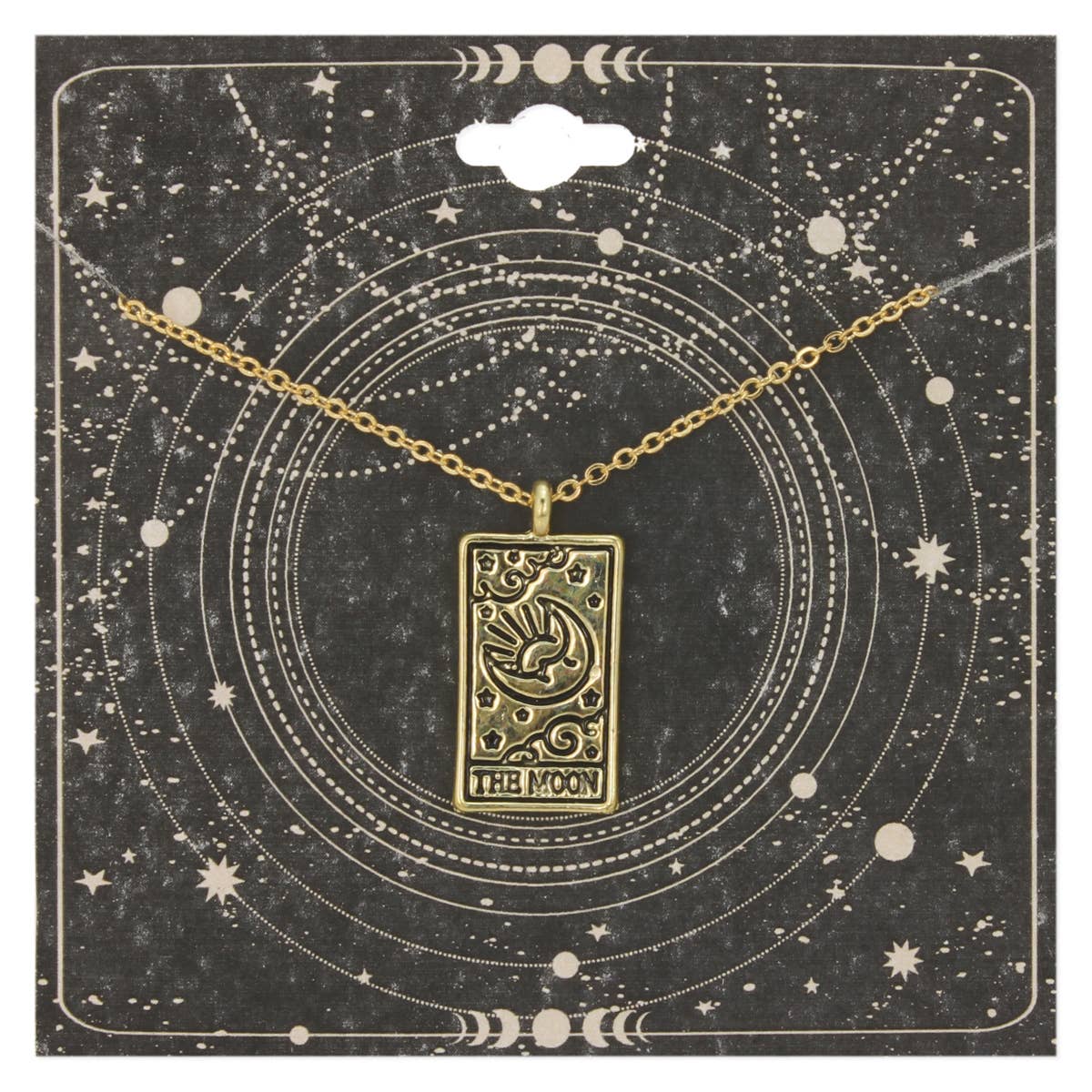 Major Arcana Gold Moon Tarot Necklace - Spiral Circle