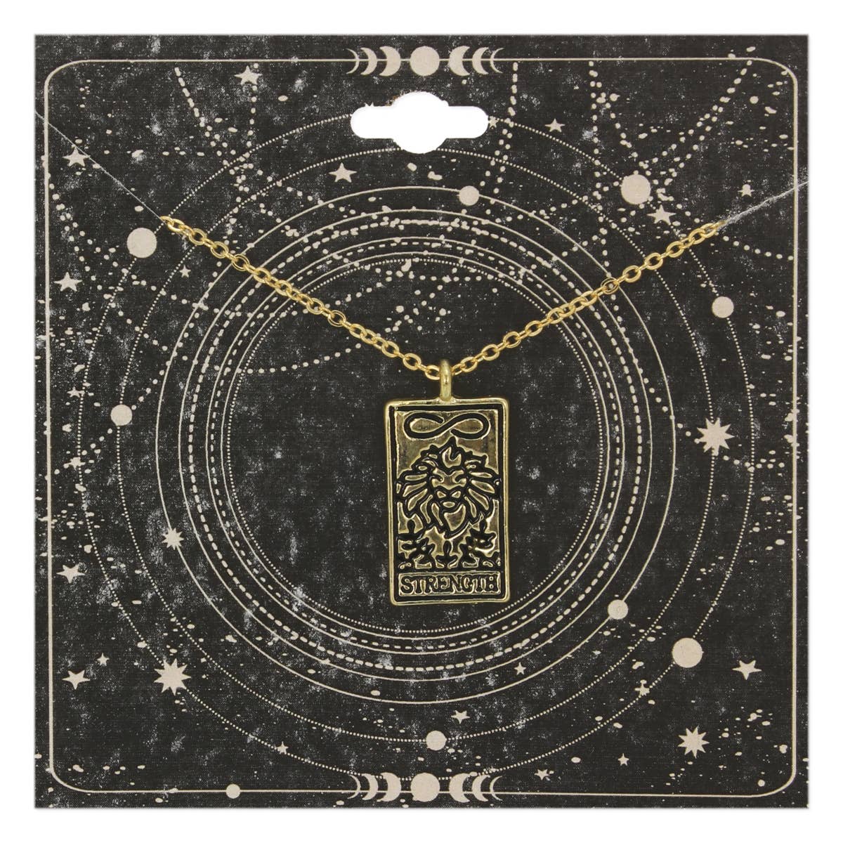 Major Arcana Gold Strength Tarot Necklace - Spiral Circle