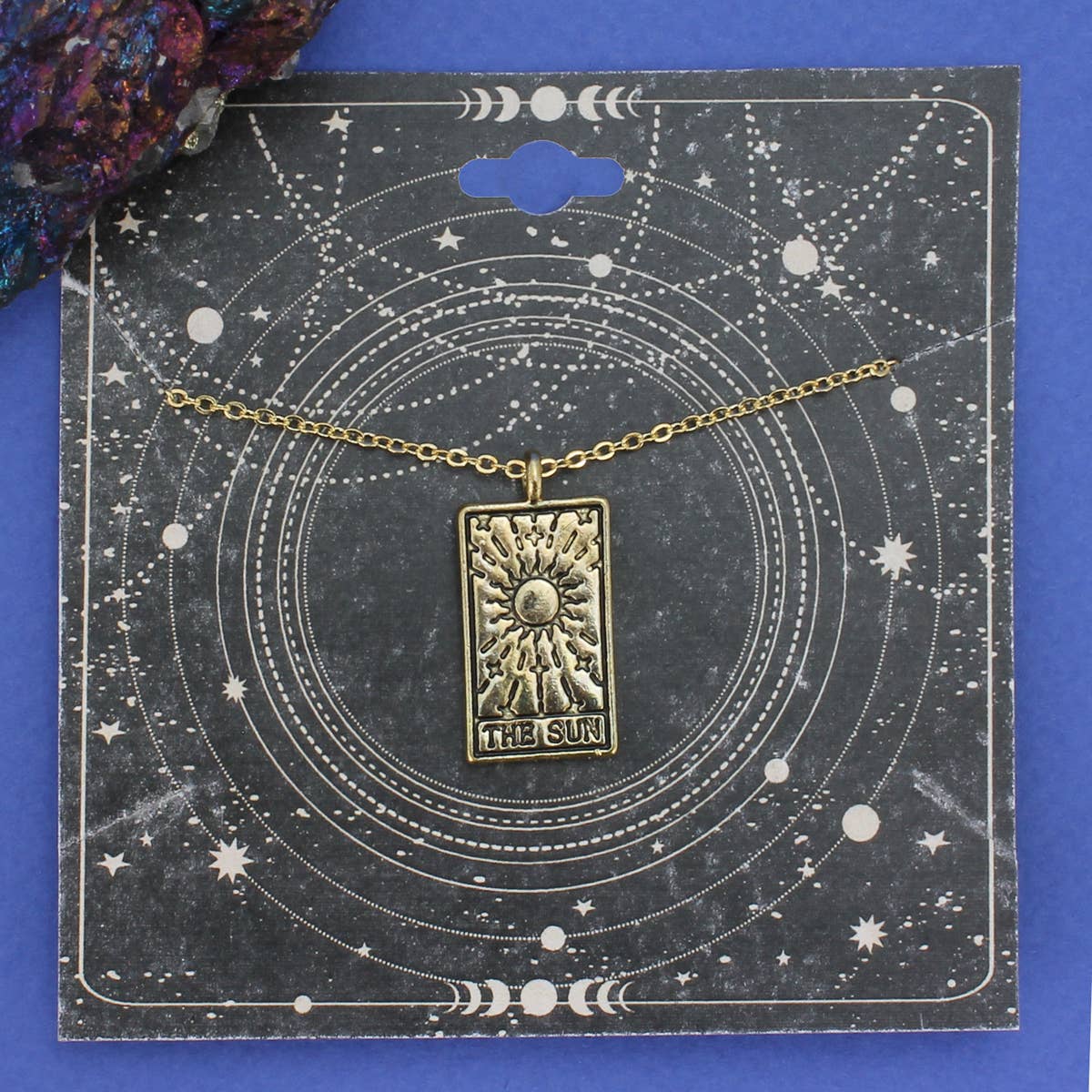 Major Arcana Gold Sun Tarot Necklace - Spiral Circle