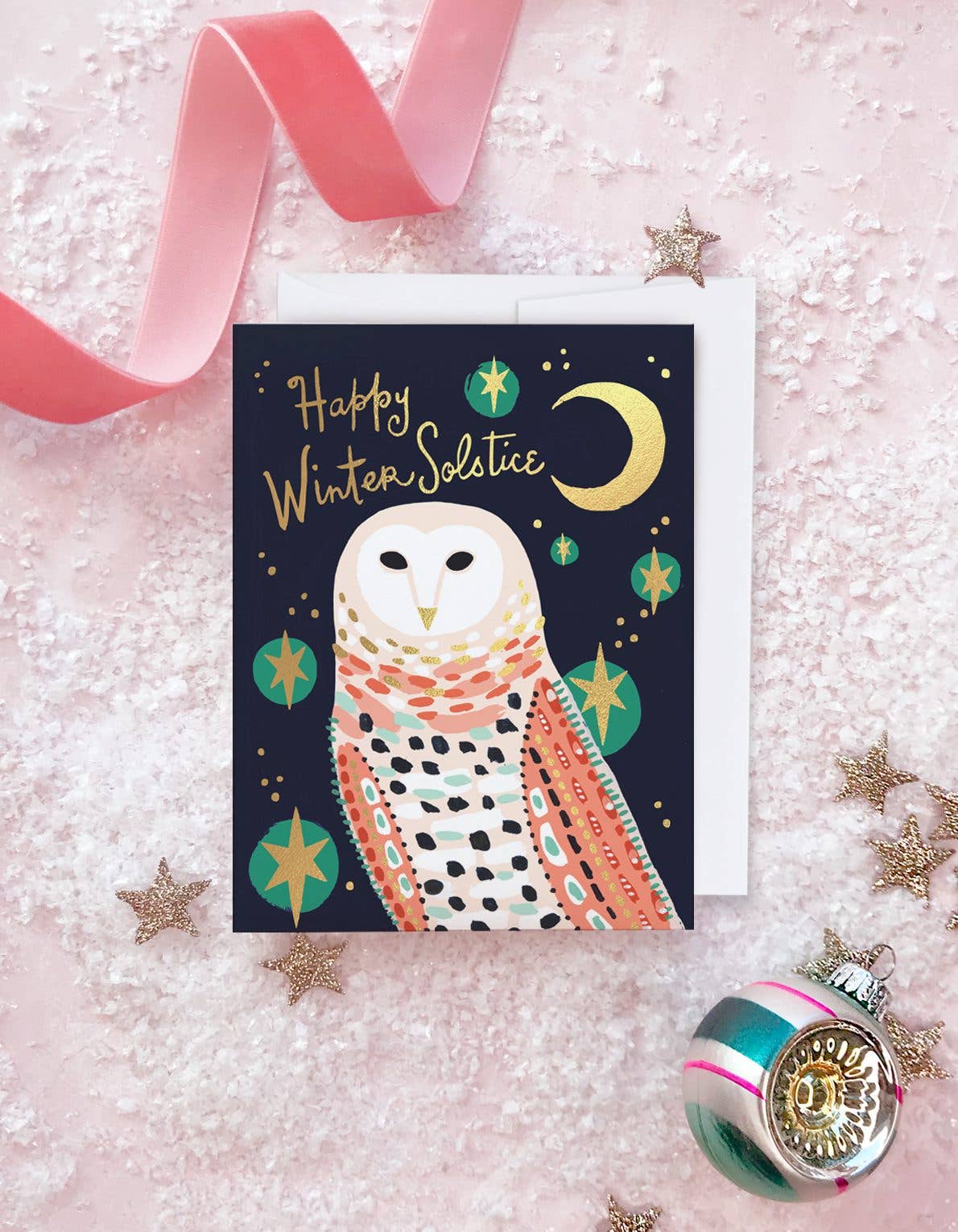 Snowy Owl Card - Spiral Circle