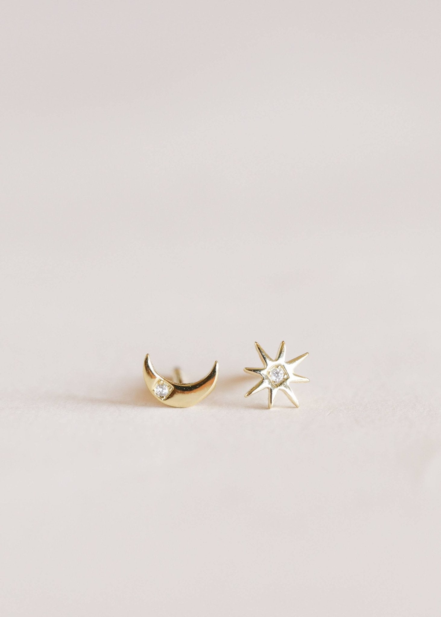 Sun & Moon Earrings | 18K Gold Plated Sterling Silver - Spiral Circle