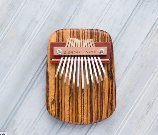 Thumb Piano | Zebrawood | 12 Key - Spiral Circle