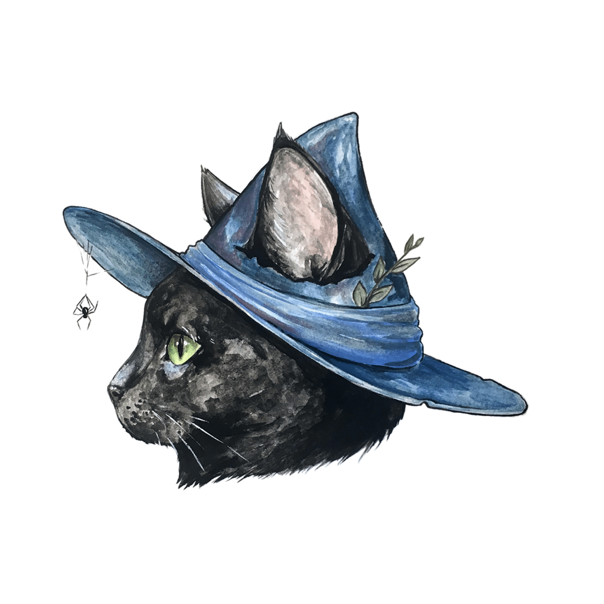 Witch Cat Sticker - Spiral Circle